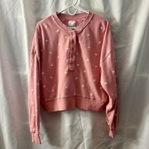 Ivory Ella Pink Button-Up Sweatshirt